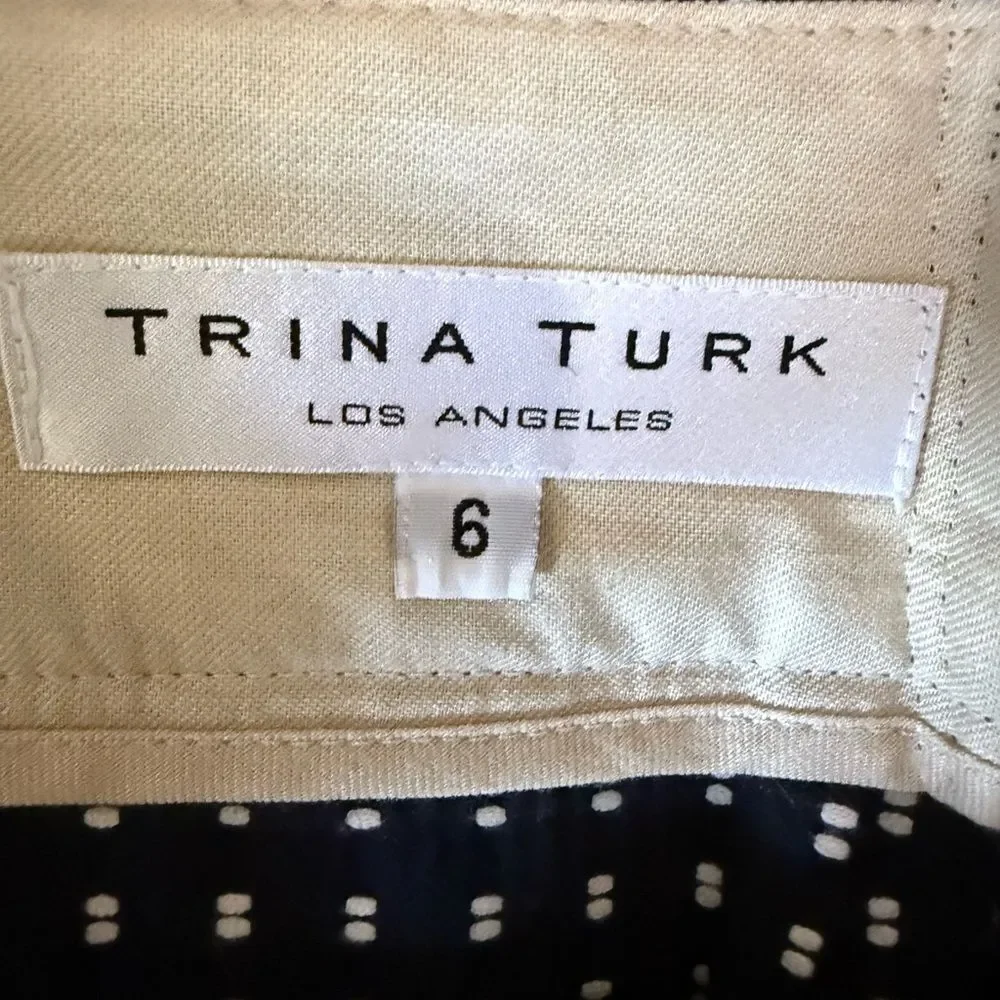 Trina Turk Navy Blue and White Checkered Pencil Skirt
